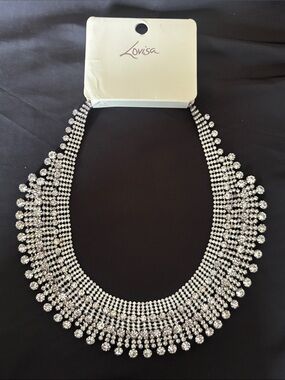 NWT Lovisa Collar Necklace Silver Tone Crystal Multi-Row Statement Sparkly Prom